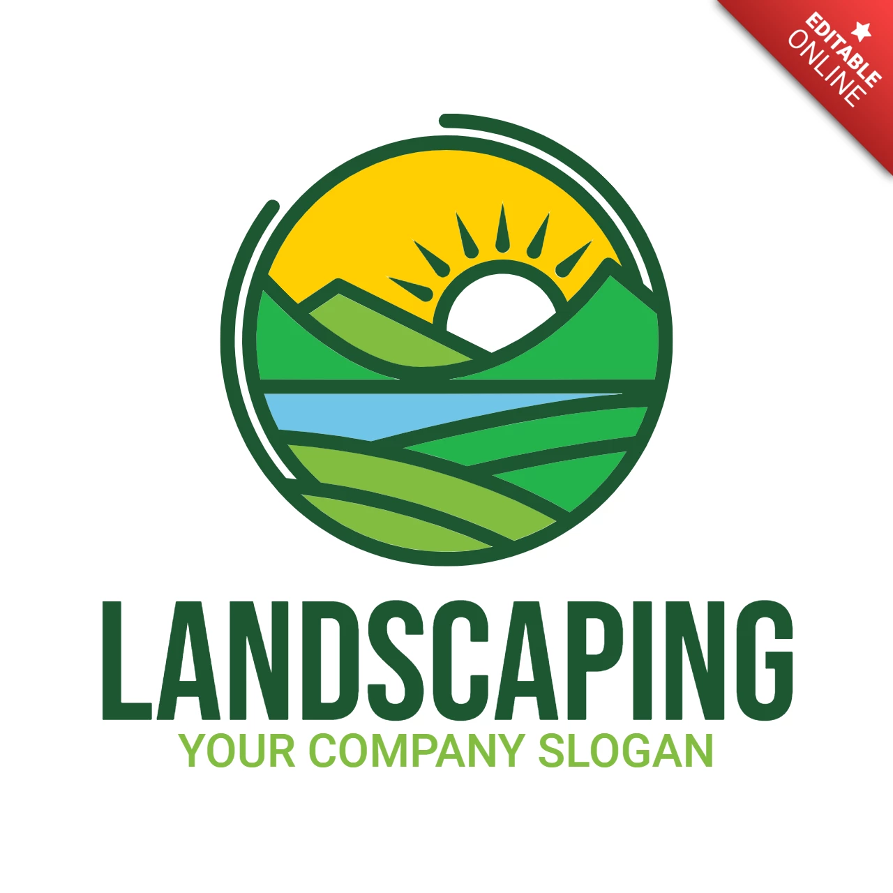 Landscape Hills Mountain Logo Design Template