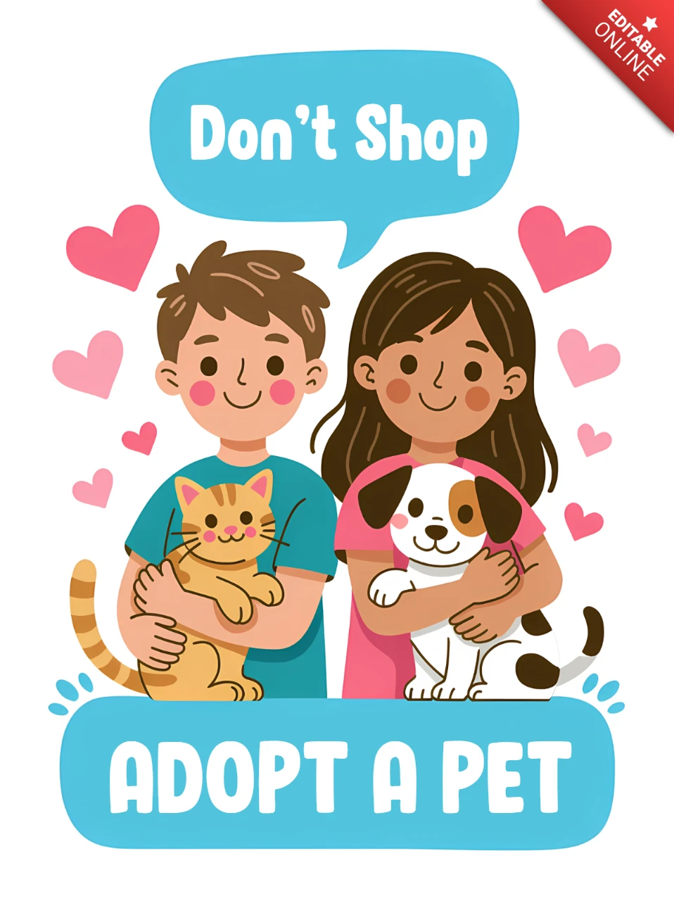 Playful Adoption Design Template for Pet Awareness Posters