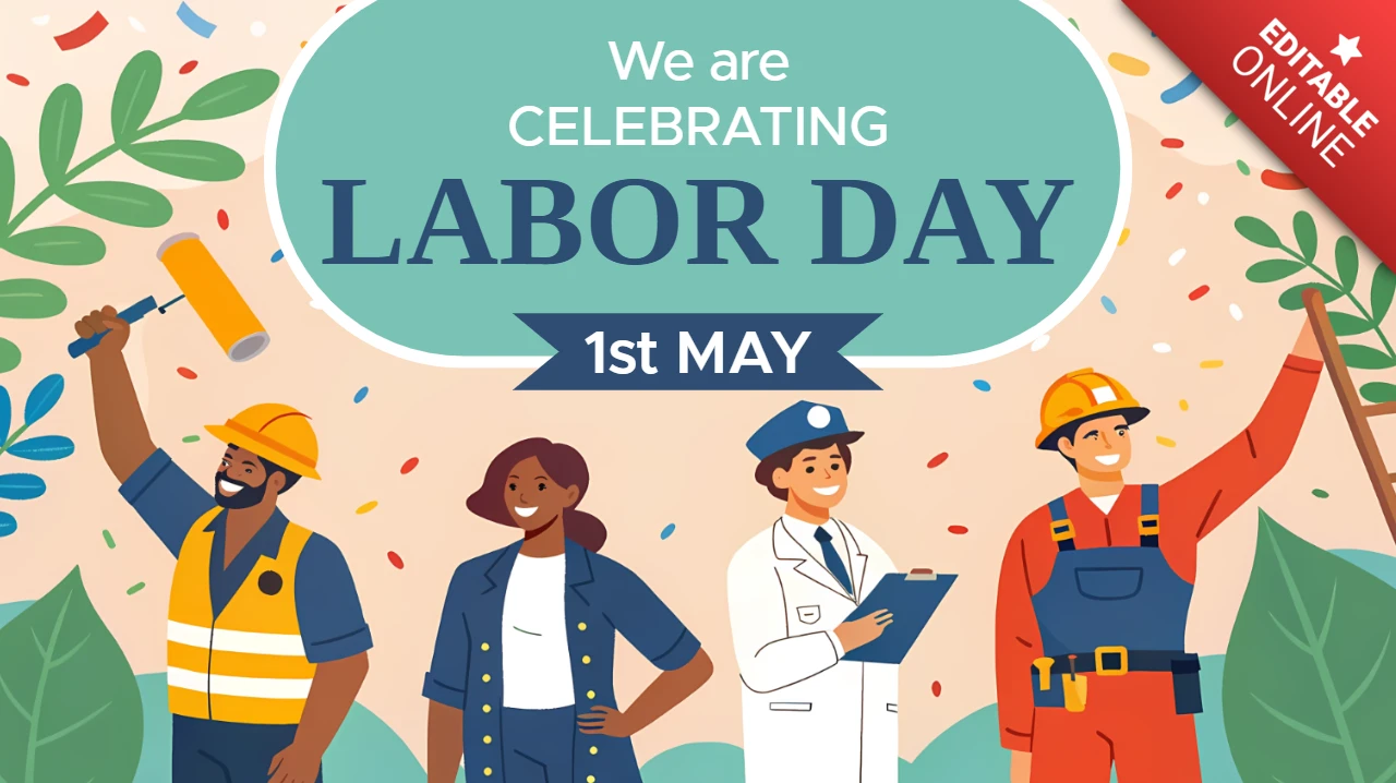 Modèle de conception pour la fête du travail - style illustratif festif et coloré