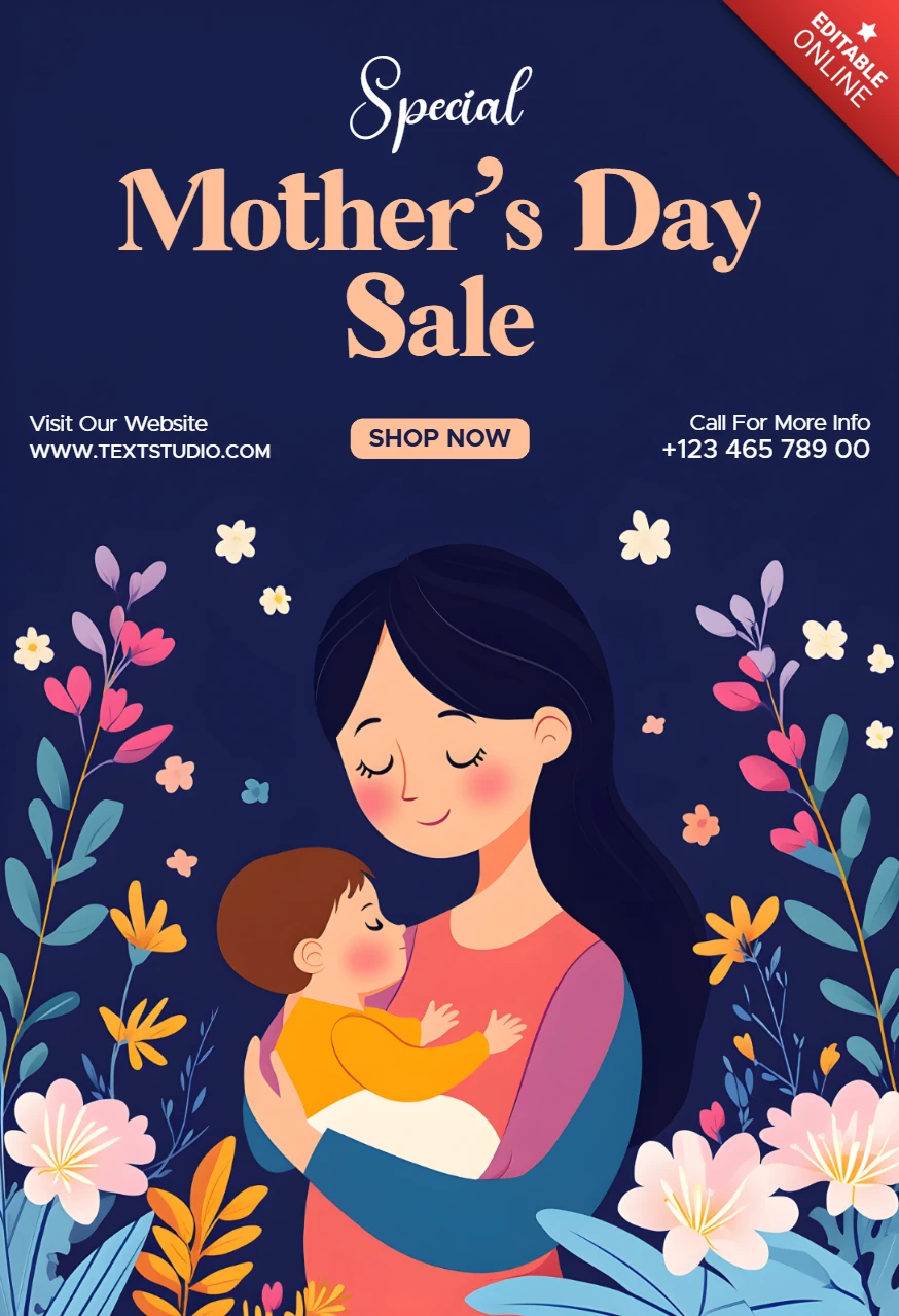 Modèle de vente fantaisiste pour la fête des mères avec des éléments floraux