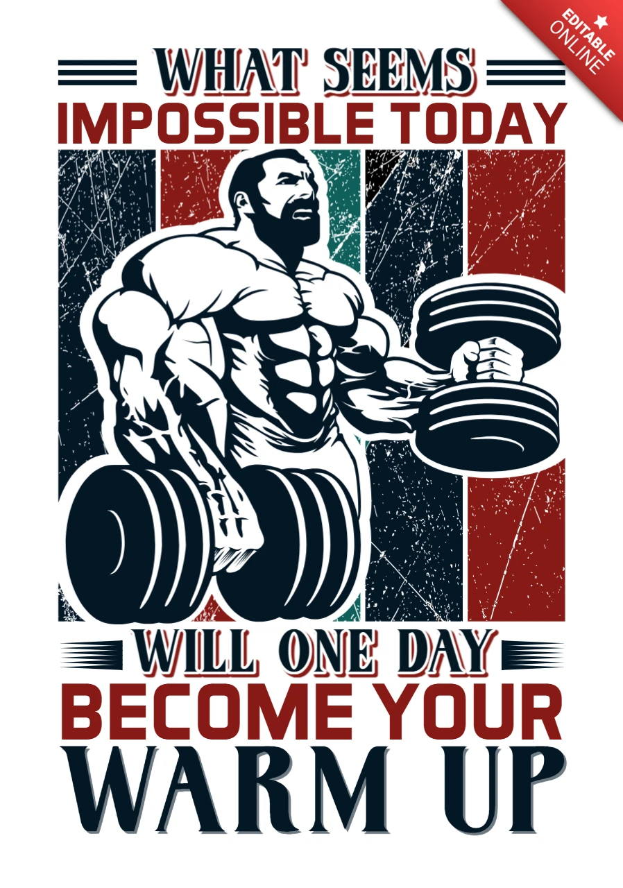Szablon plakatu motywacyjnego fitness w stylu vintage