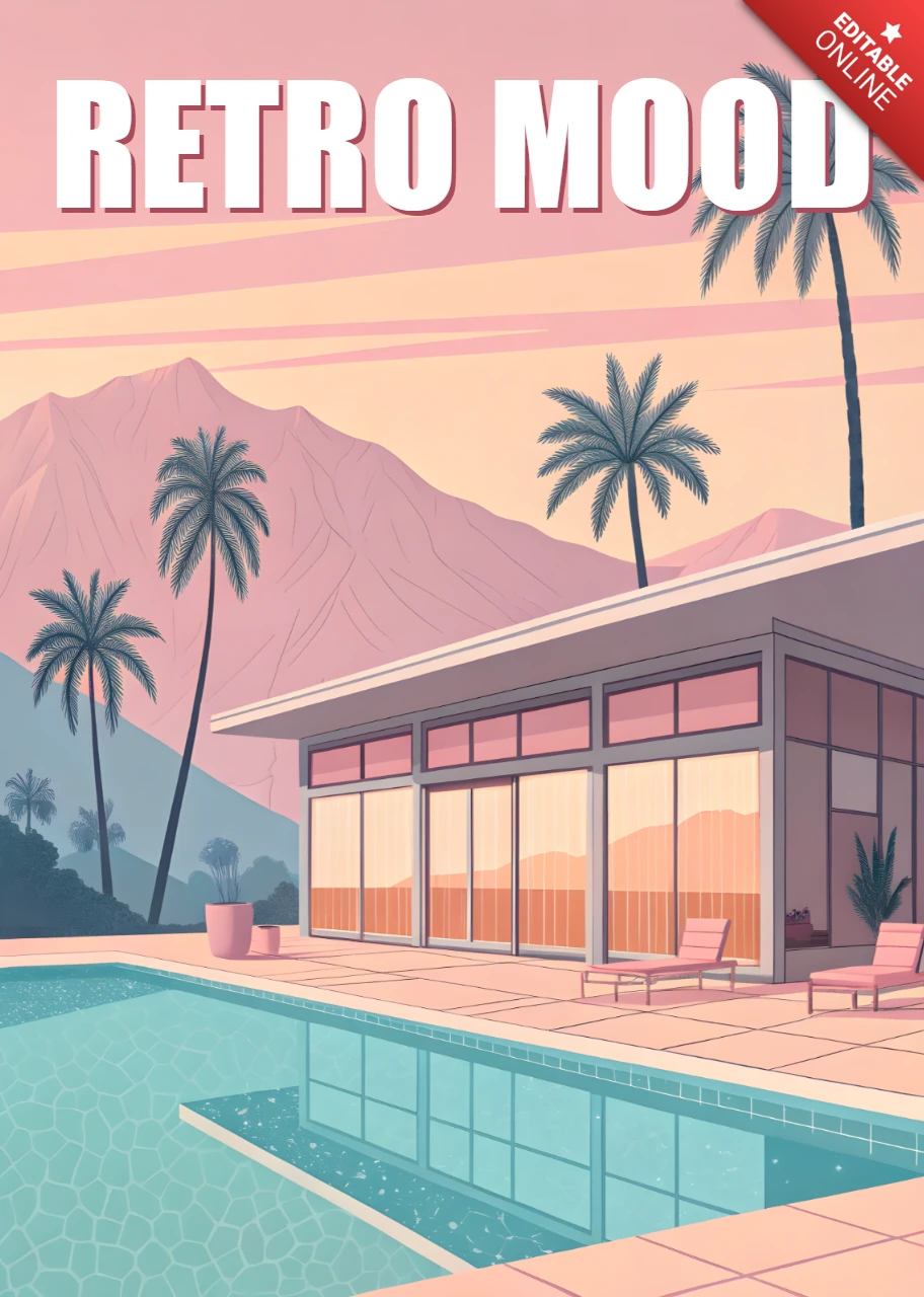 Retro Mood Design Template for Poolside Poster