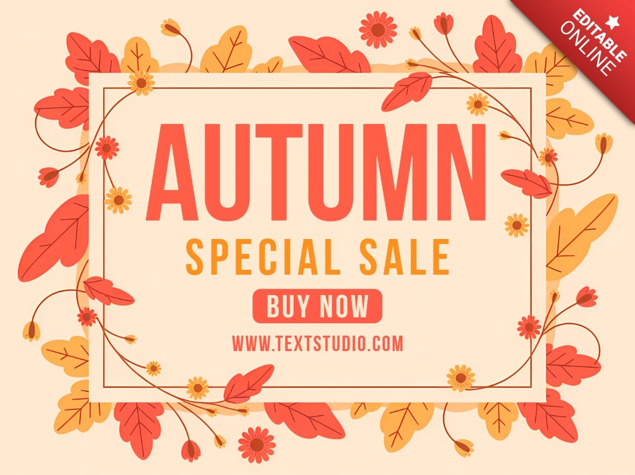Autumn Sale Design Template with Floral Elements for Promotional Flyers