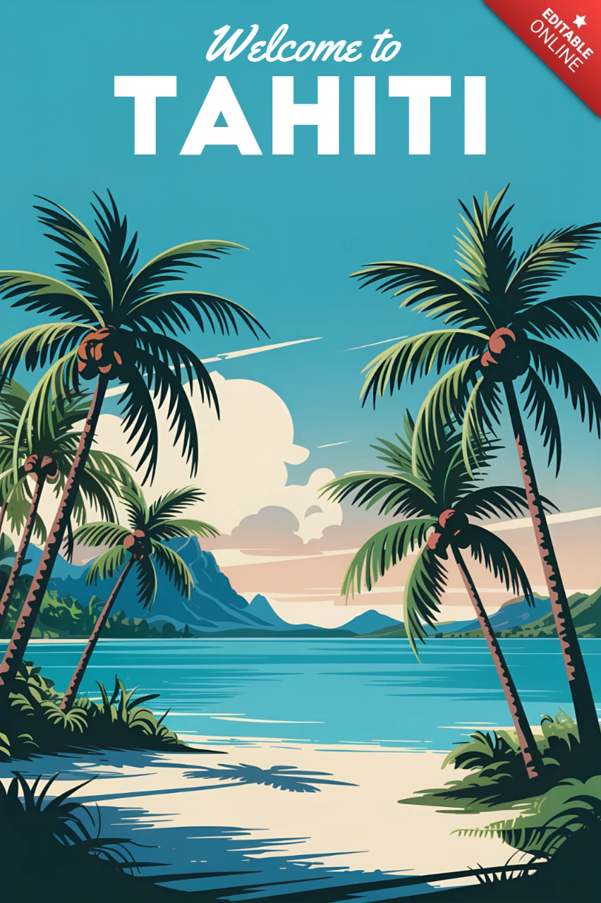 Modelo de design vintage de paraíso tropical para pôsteres de viagem