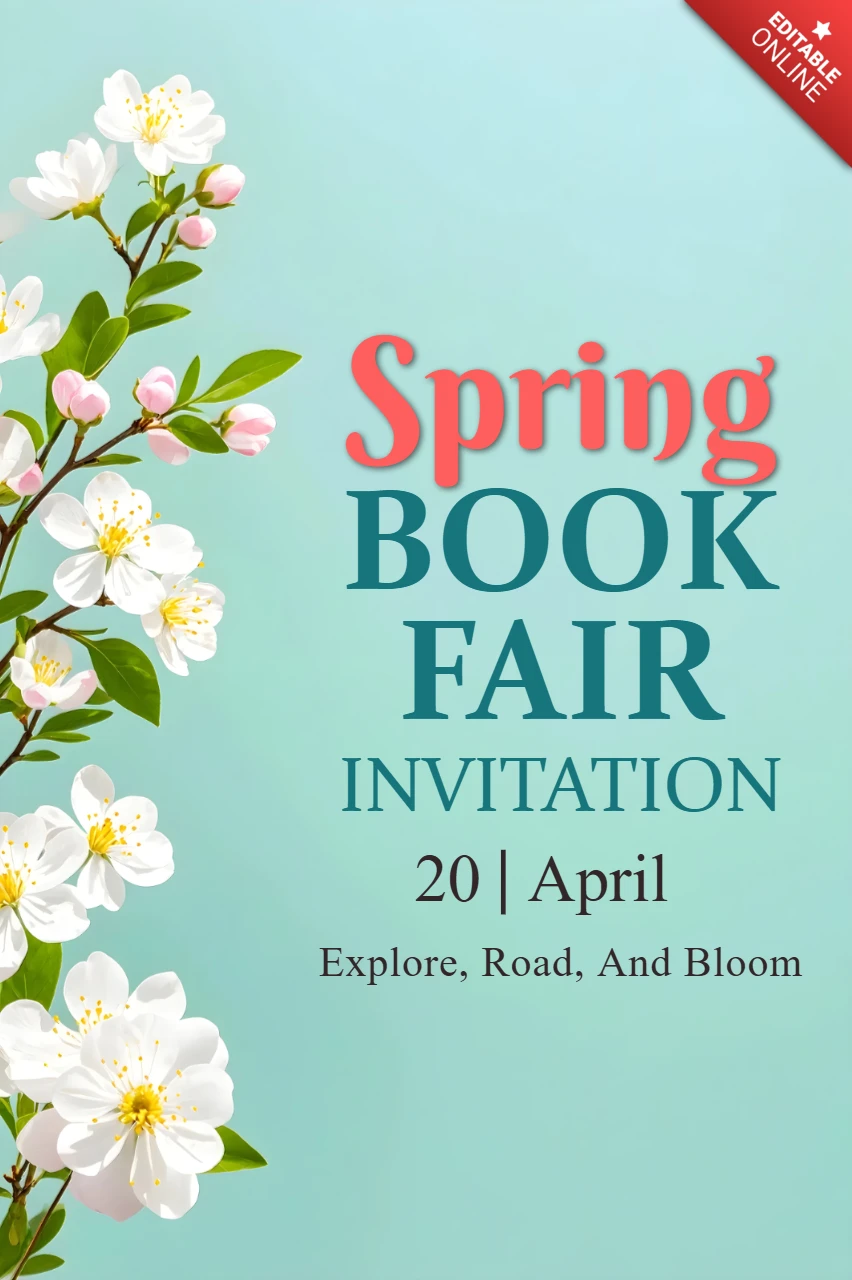 Modello di invito alla fiera del libro floreale di primavera - design modificabile