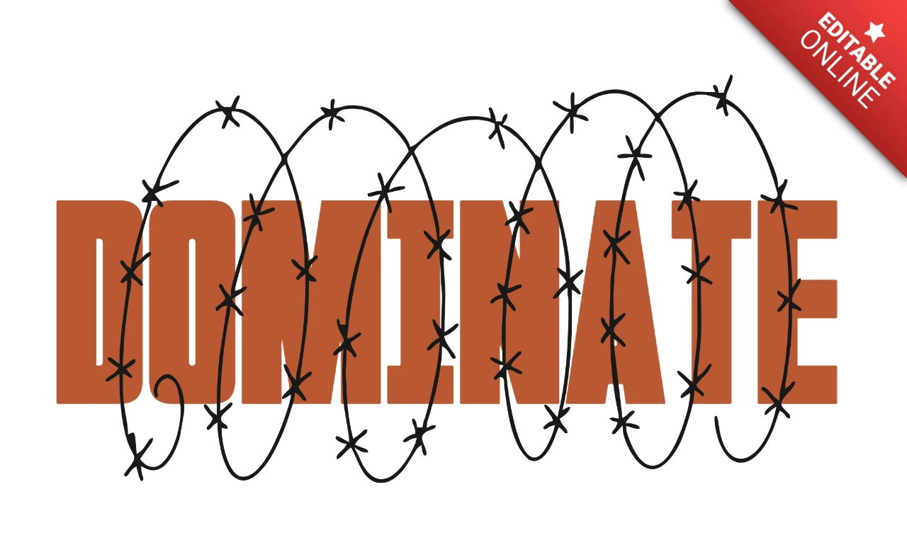 Dominate Barbed Wire Typography for Grit-Driven Streetwear Statements T-Shirt Design Template