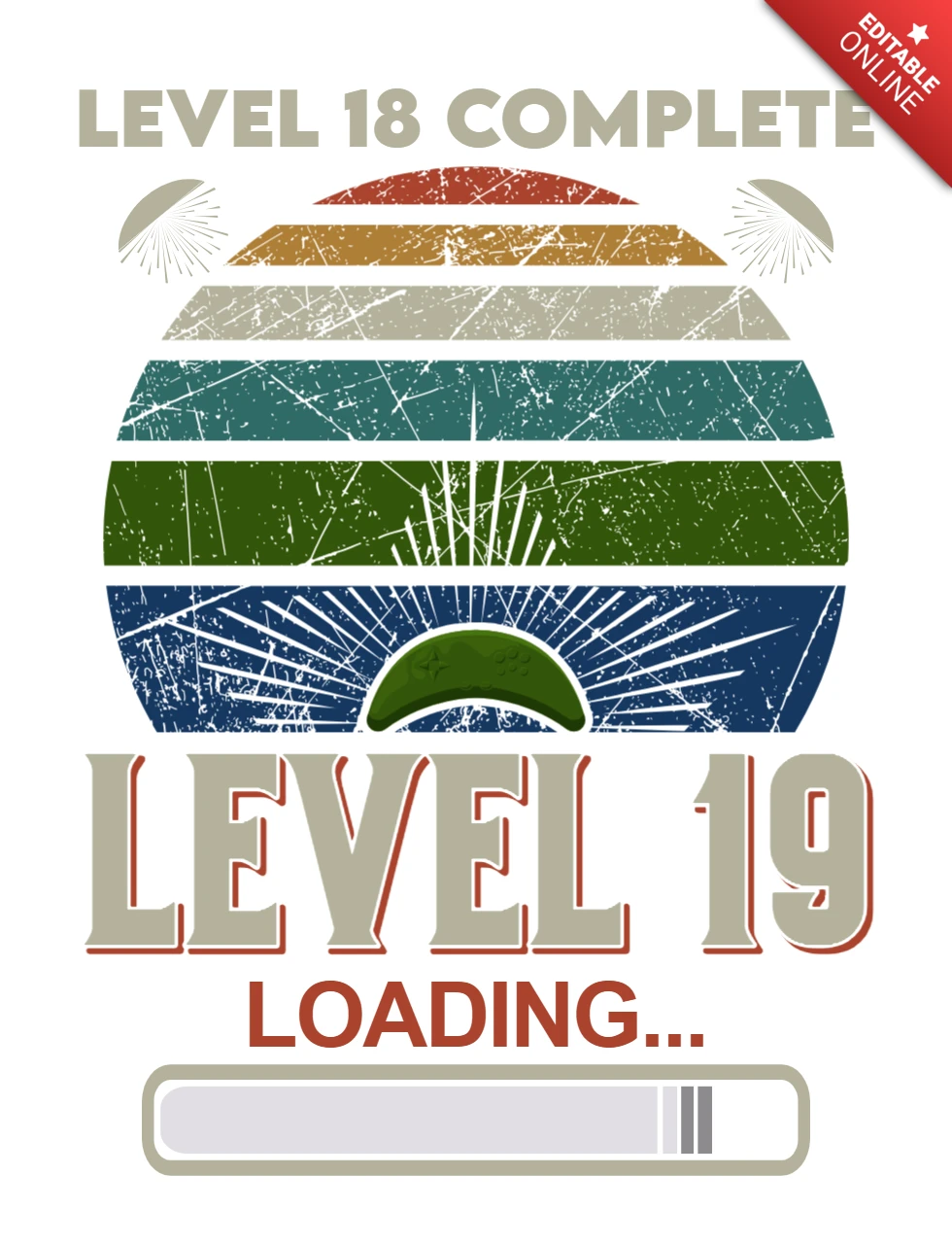 Retro Gaming Level Progression Design for 19 Birthday Card Template