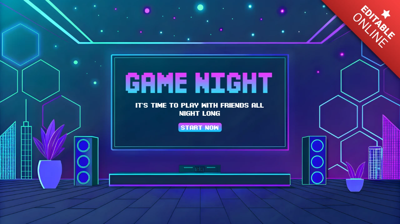 Gaming Set-up with Iridescent Neon Lightning Design for Game Night Event