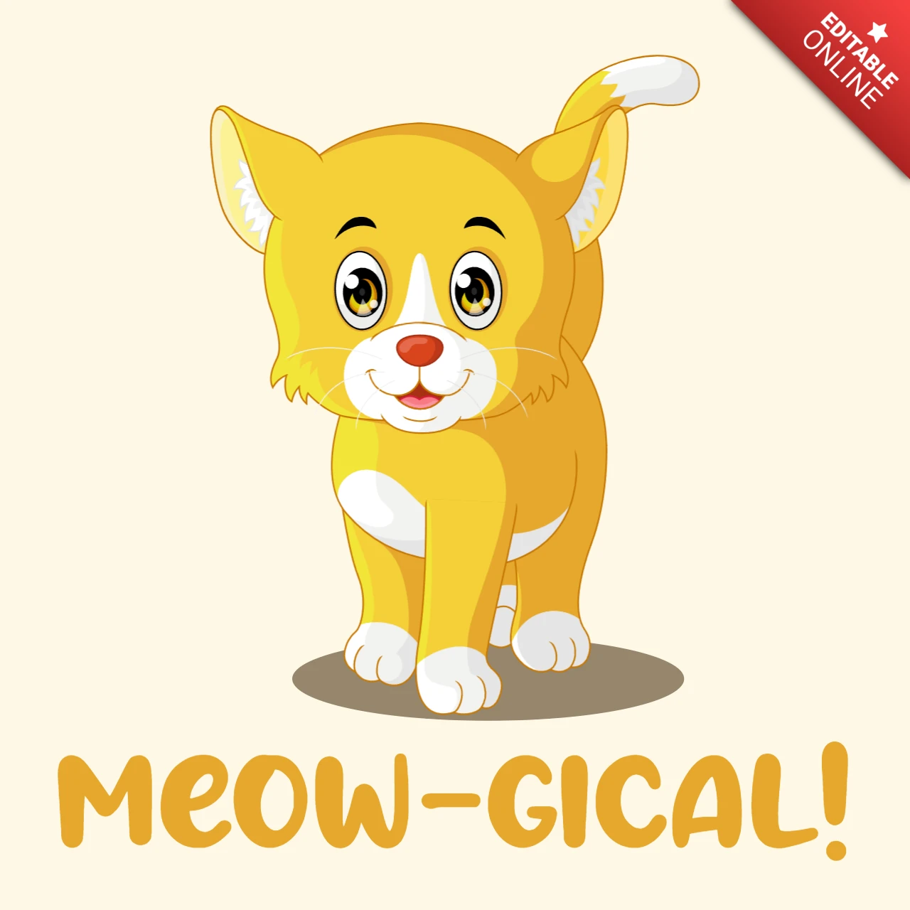 Playful Cat Illustration Design Template for Kids Book Cover
