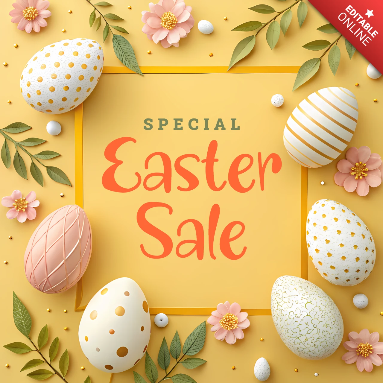 Plantilla de diseño floral primaveral para venta especial de Pascua