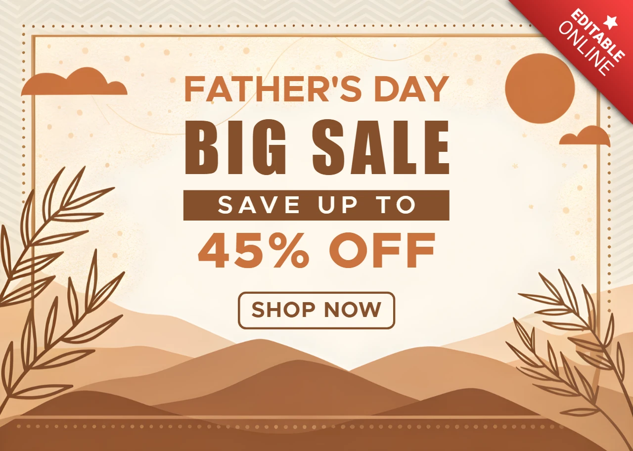 Boho Style Father's Day Sale Template Brown Adventure Design