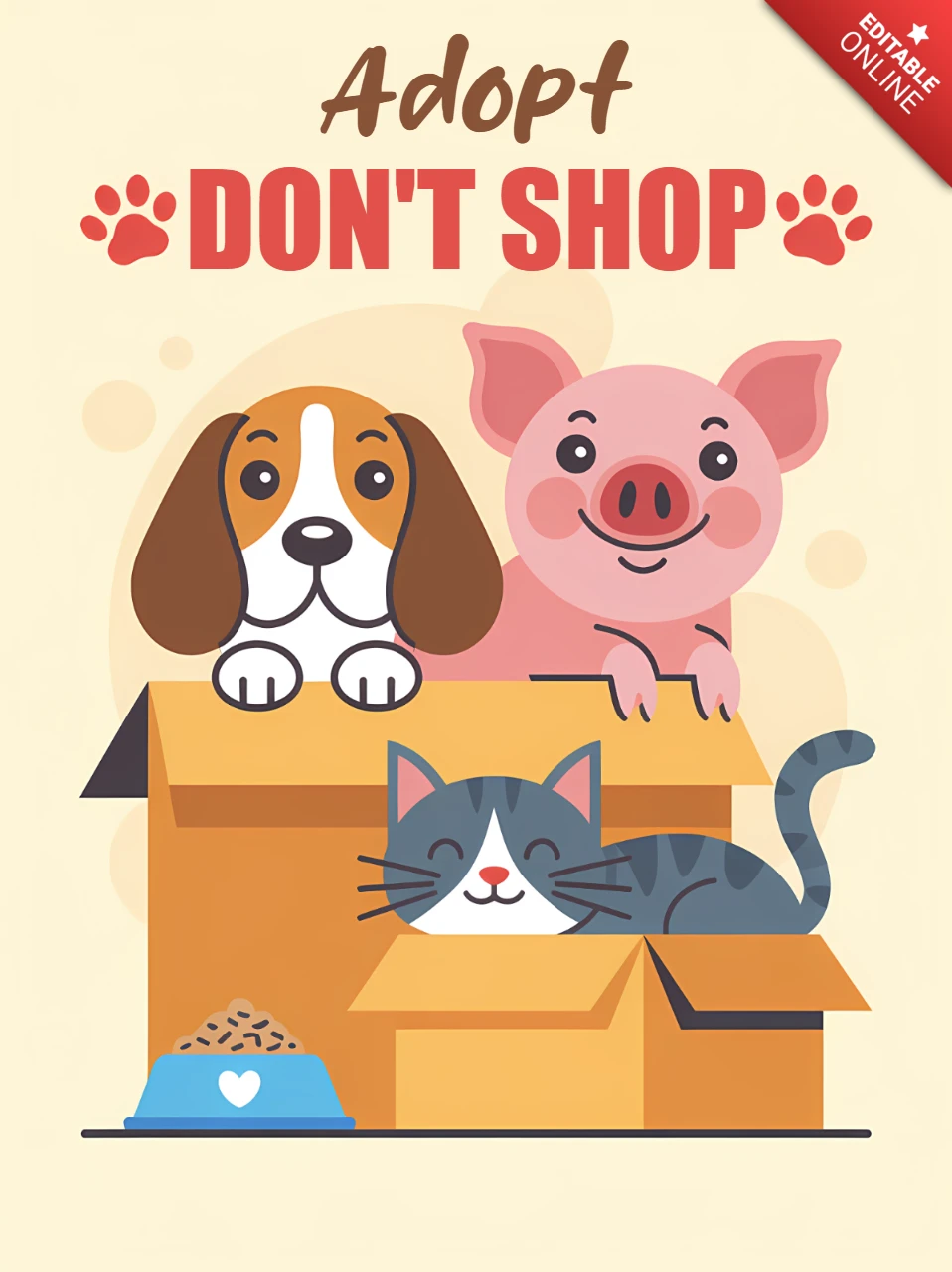Adopt Don't Shop Cute Animal Design Template for Pet Adoption Flyers