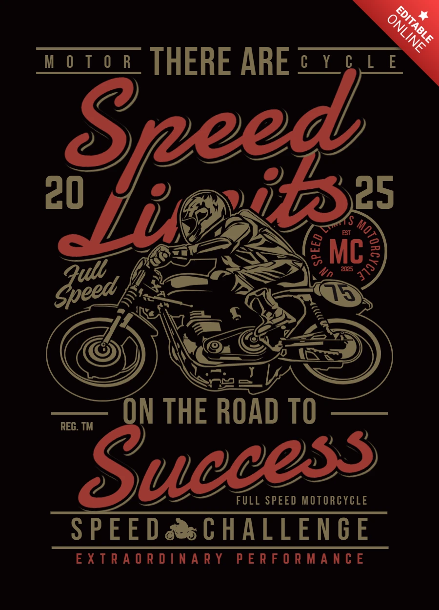 Modello di design per maglietta da motociclista No speed limits