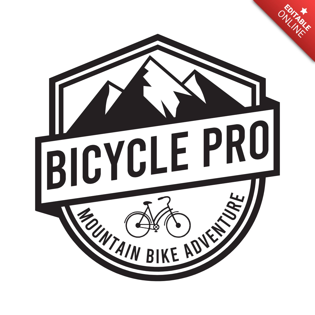 Adventure Mountain Bicycle Logo Design Template