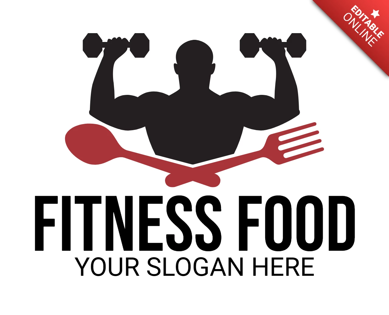 Strongman Fitness Gym Food Logo Design Template