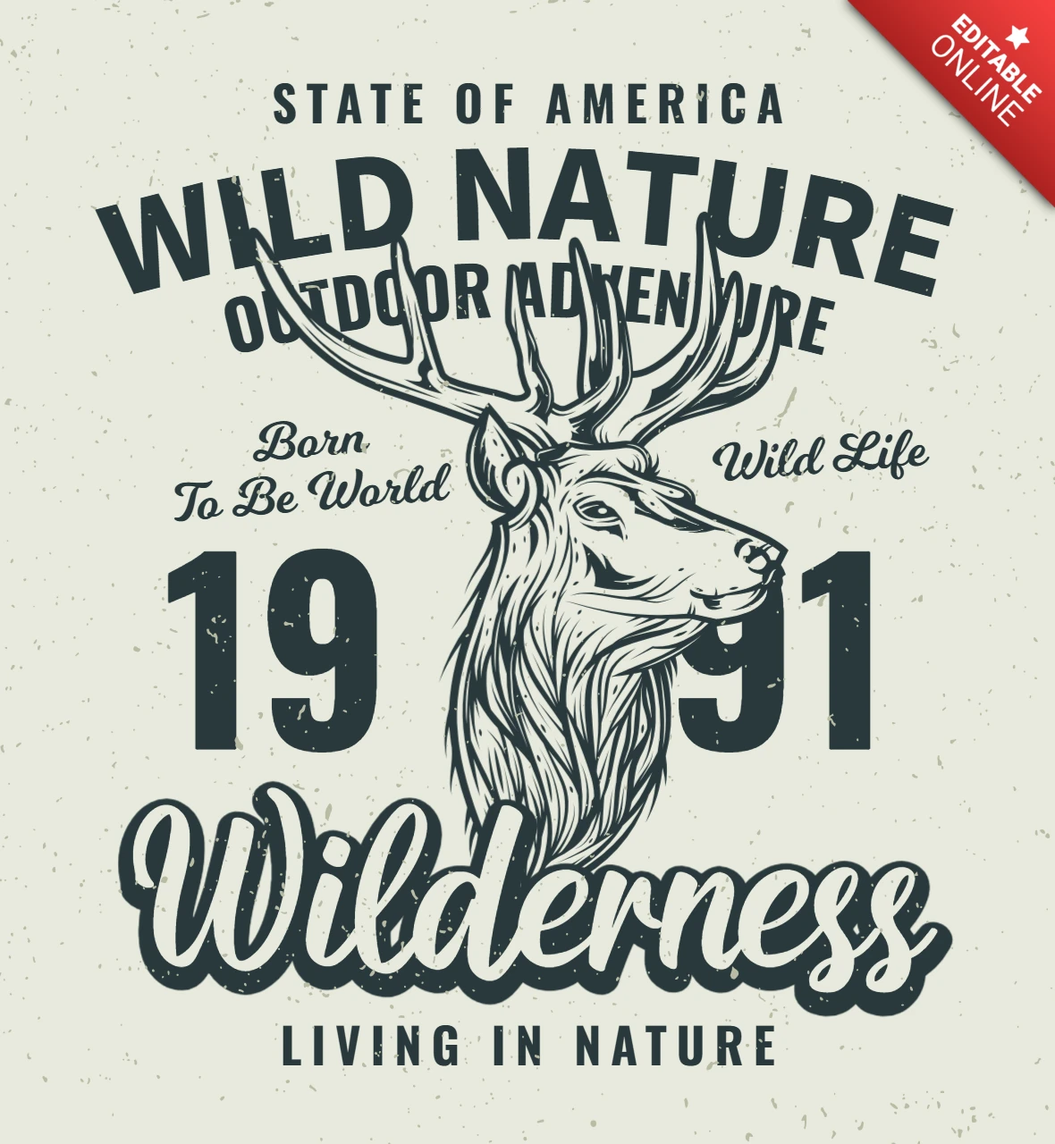 Deer Head Wilderness Adventure T-Shirt Design Template