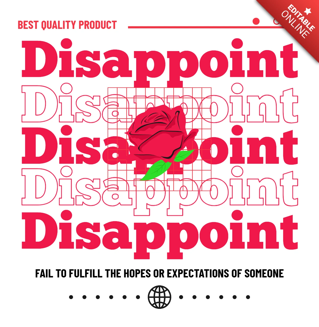 Fettdruck-Designvorlage mit Rose für Merchandising