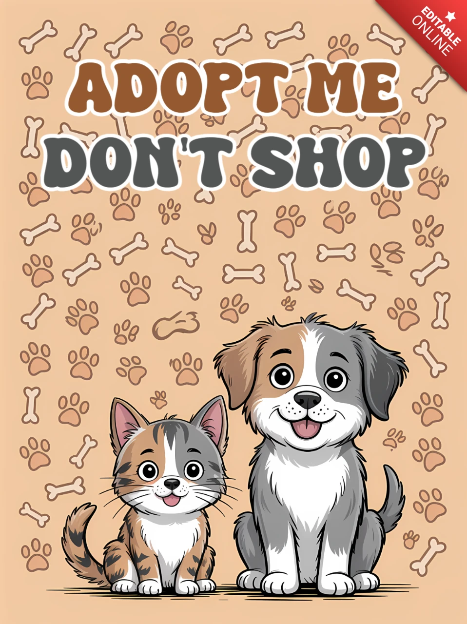 Verspieltes Haustieradoptionsdesign-Vorlage für Poster und Flyer