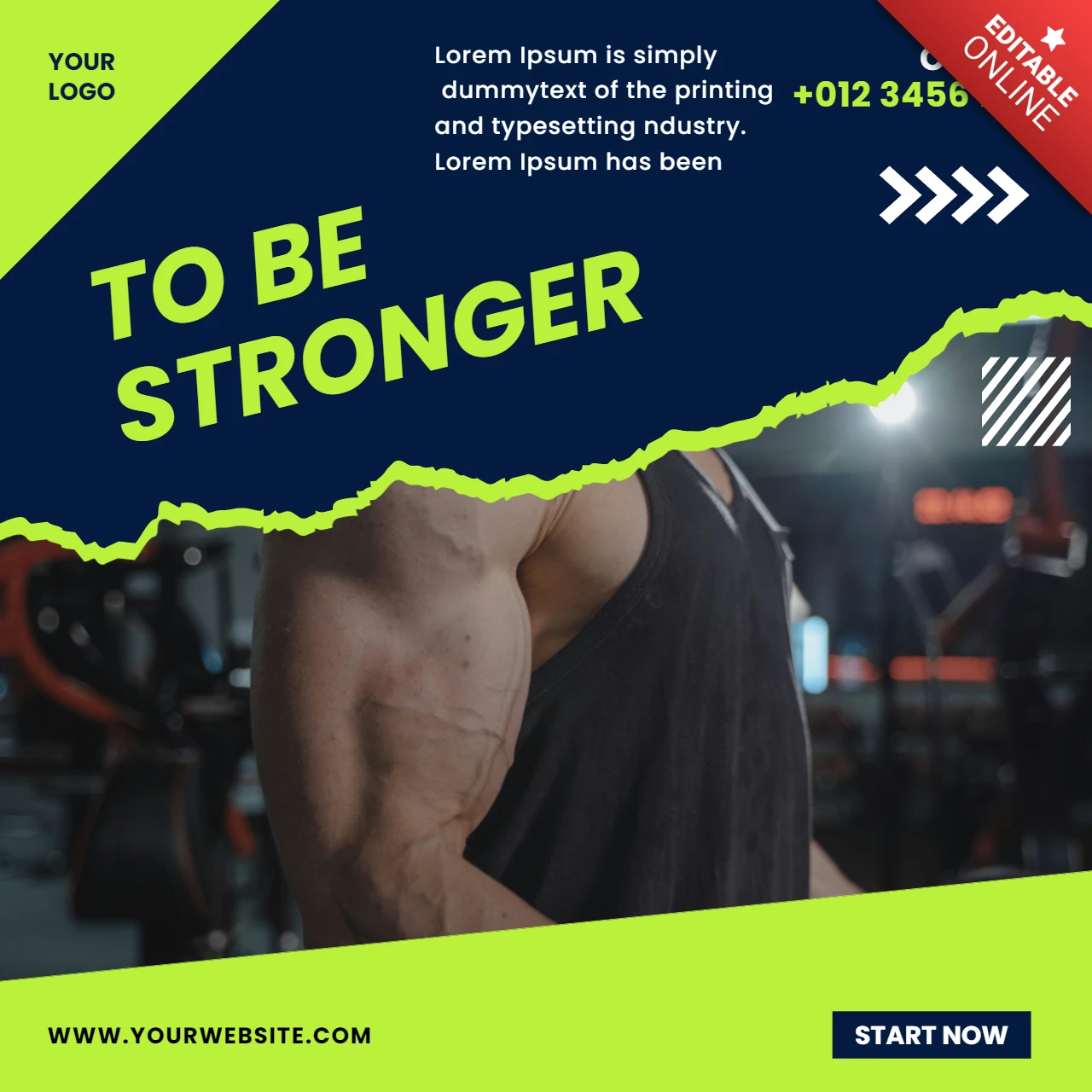 Scratch et néon vert gym center instagram post design template