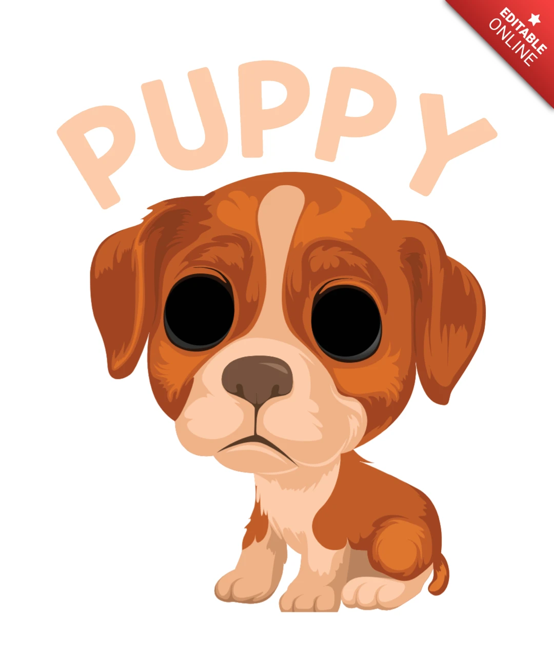 Adorable Puppy Illustration with Big Eyes Cute Dog Art for Pet Lovers T-Shirt Design Template