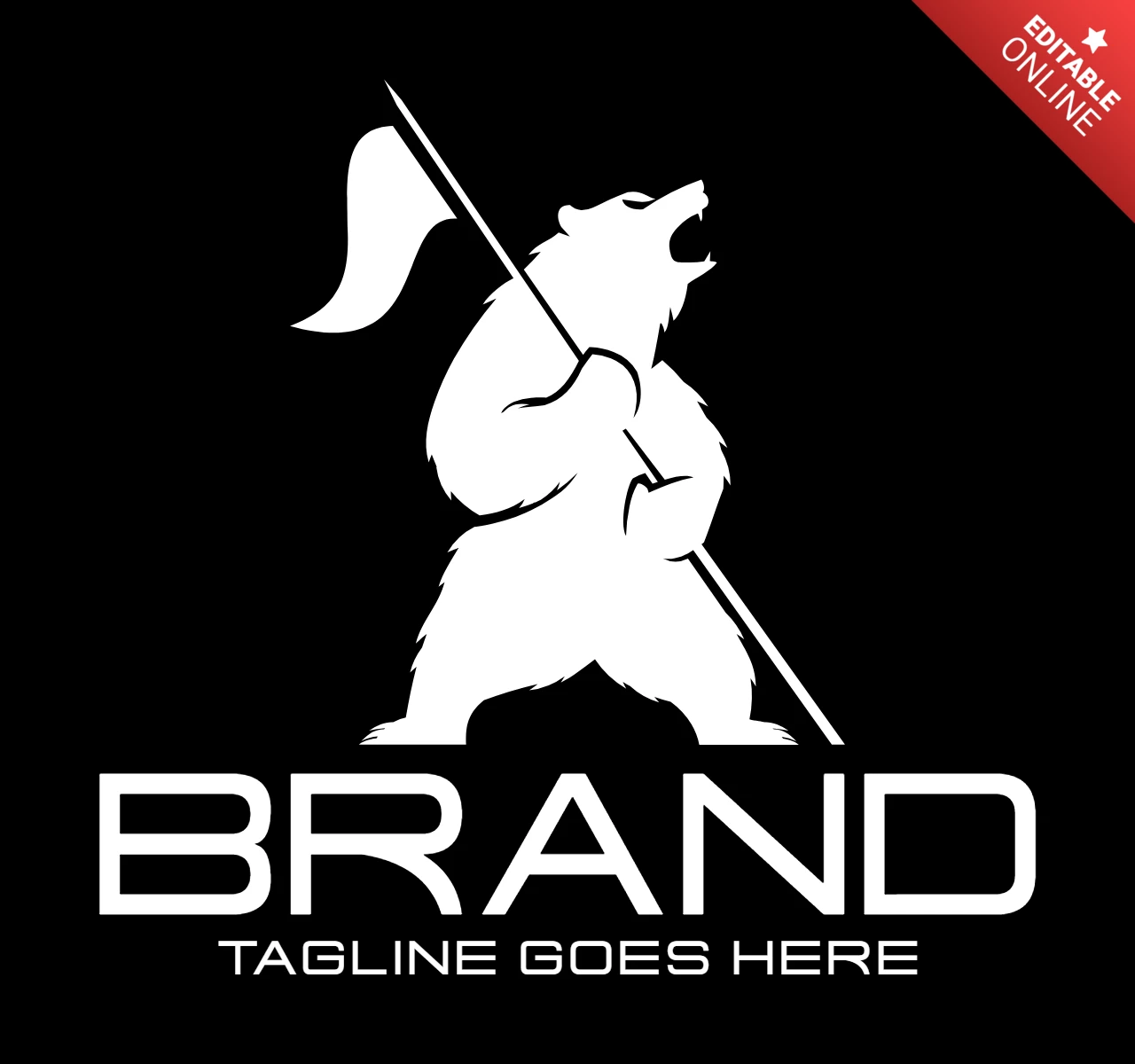 Bear And Flag Logo Design Template