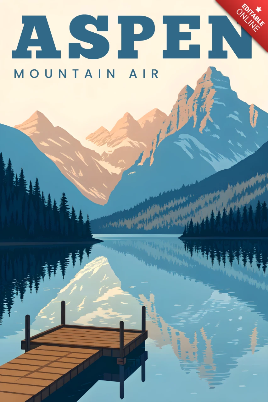 Vintage Mountain Landscape in Aspen for Poster Creation Template