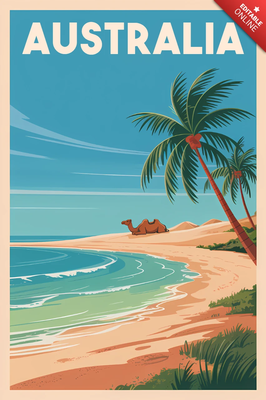 Vintage Australien Strand Design Vorlage für Reiseposter