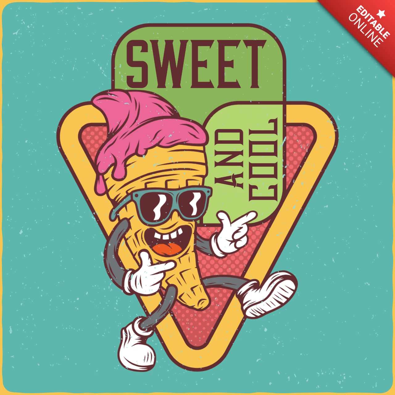 Funny Ice Cream Character T-Shirt Design Template