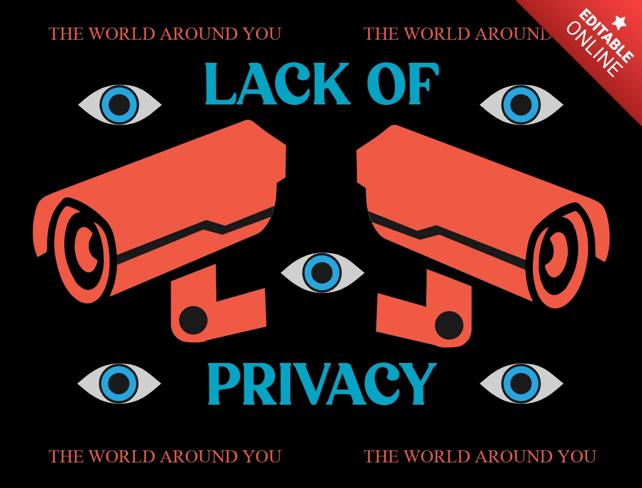 Plantilla gráfica audaz sin privacidad diseño de vigilancia para carteles