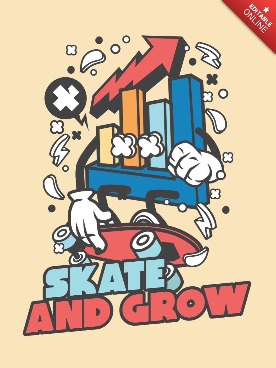 Skate And Grow T-shirt Design Template