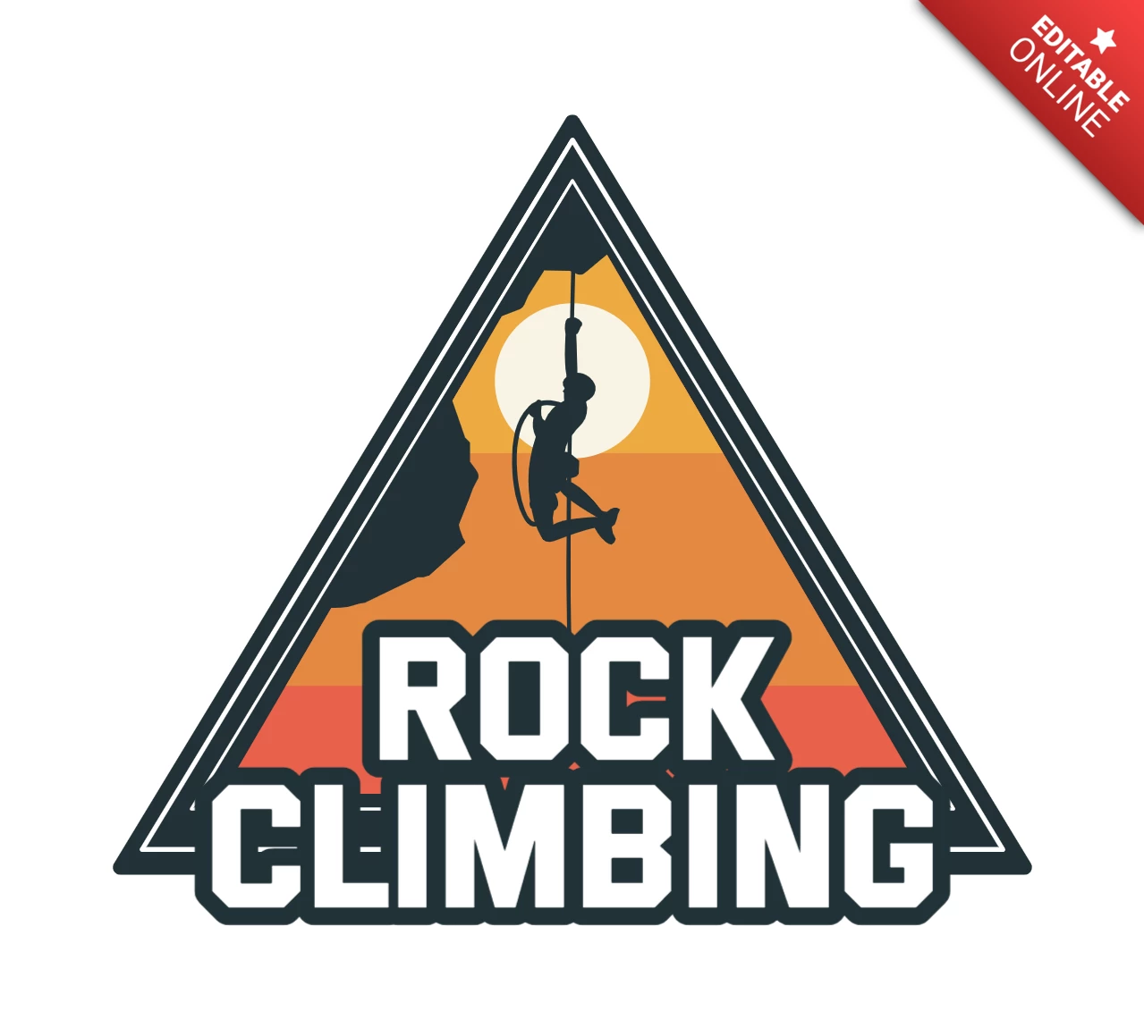 Rock Climbing With Climber Logo Design Template