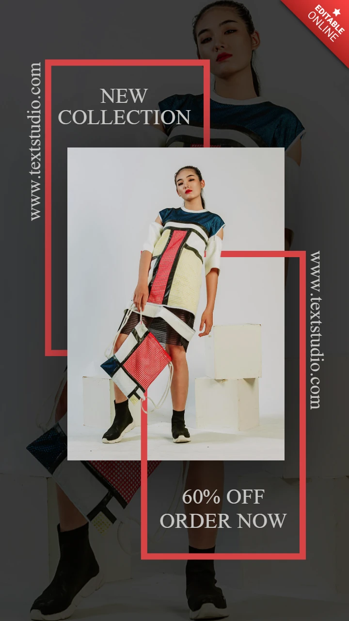 Bianco e rosso nuovo geometrico moda instagram story design