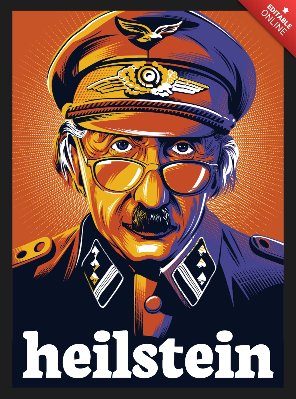 Heilstein Einstein Hitler Dark Humor Parody T-Shirt Design Template