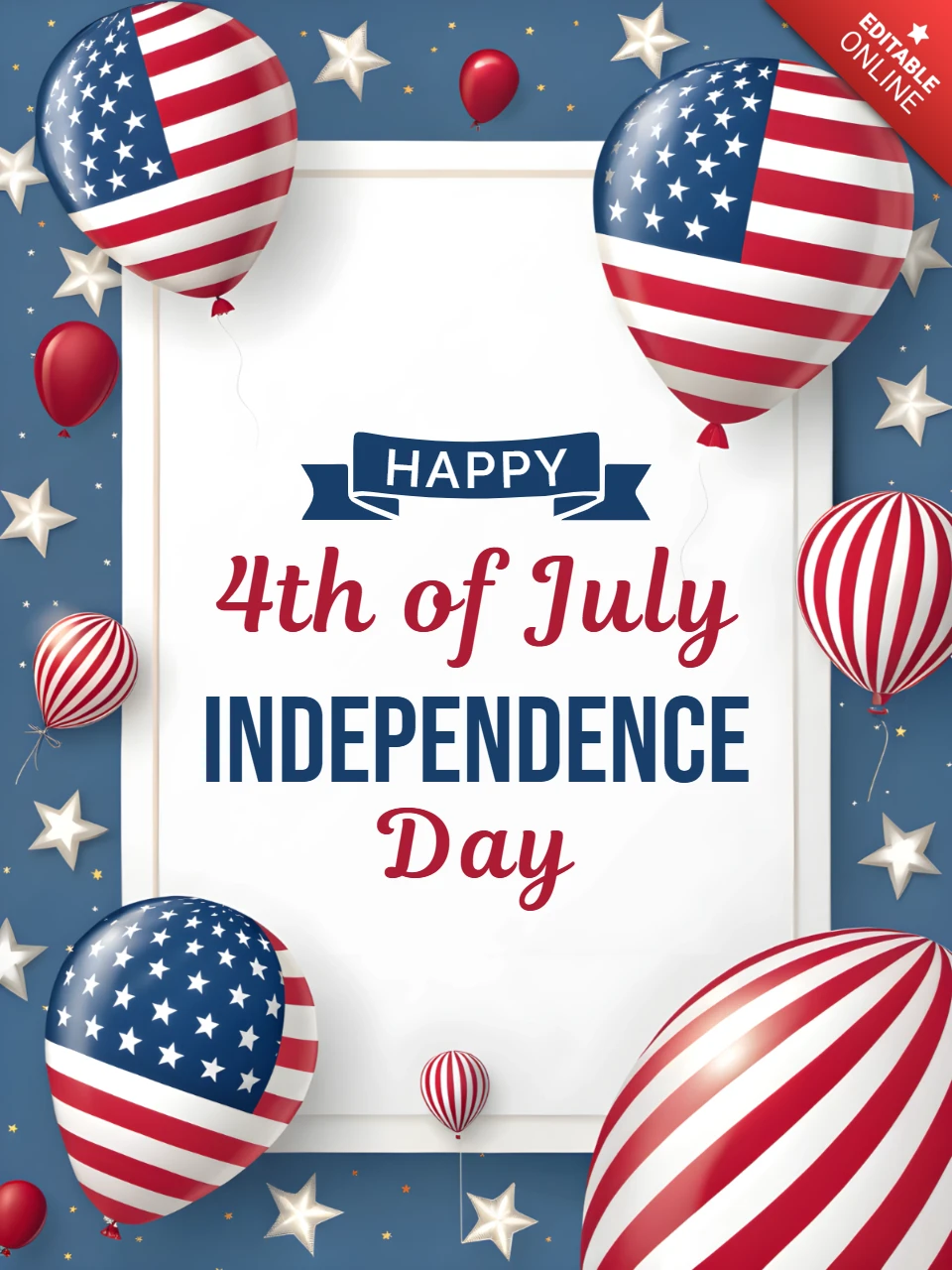 USA Independence Day Celebration Design Template with 3D Balloons