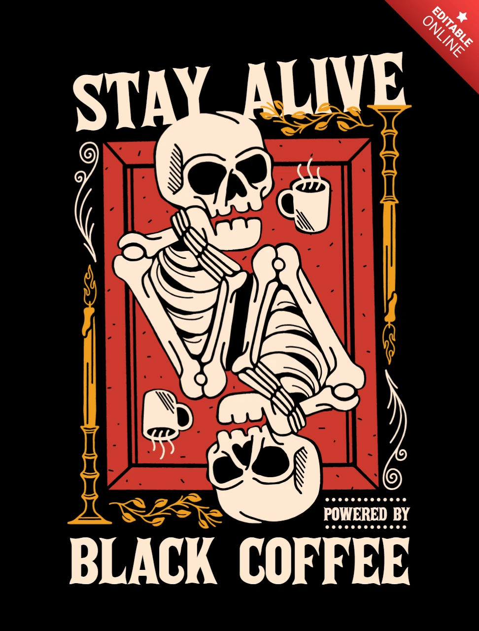 Vintage Skeleton Design Template for Coffee Lovers