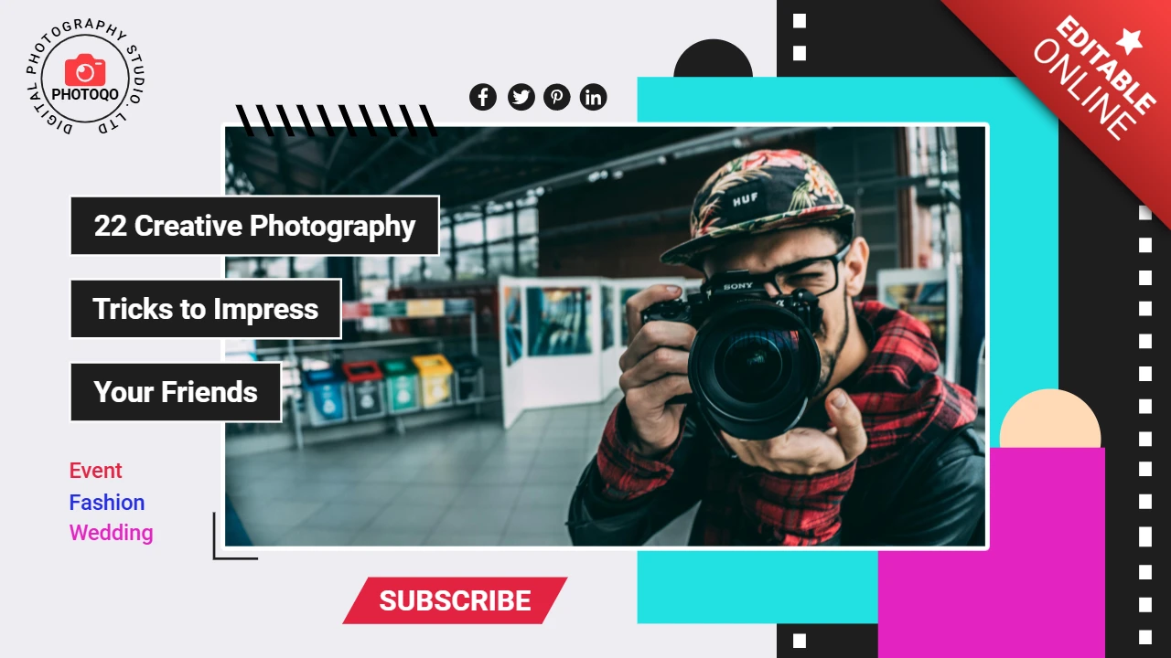 Шаблон миниатюры красочной фотографии канала youtube