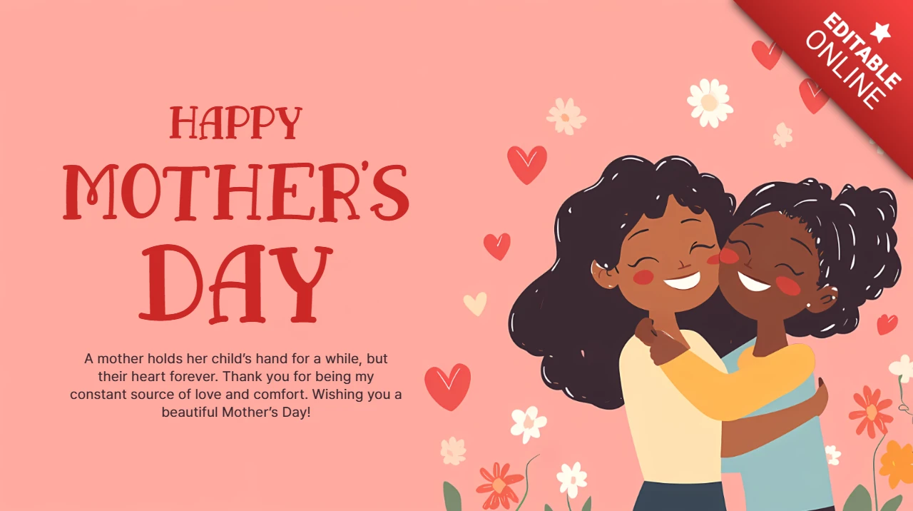 Happy Mother's Day Editable Template - Whimsical Illustration Design