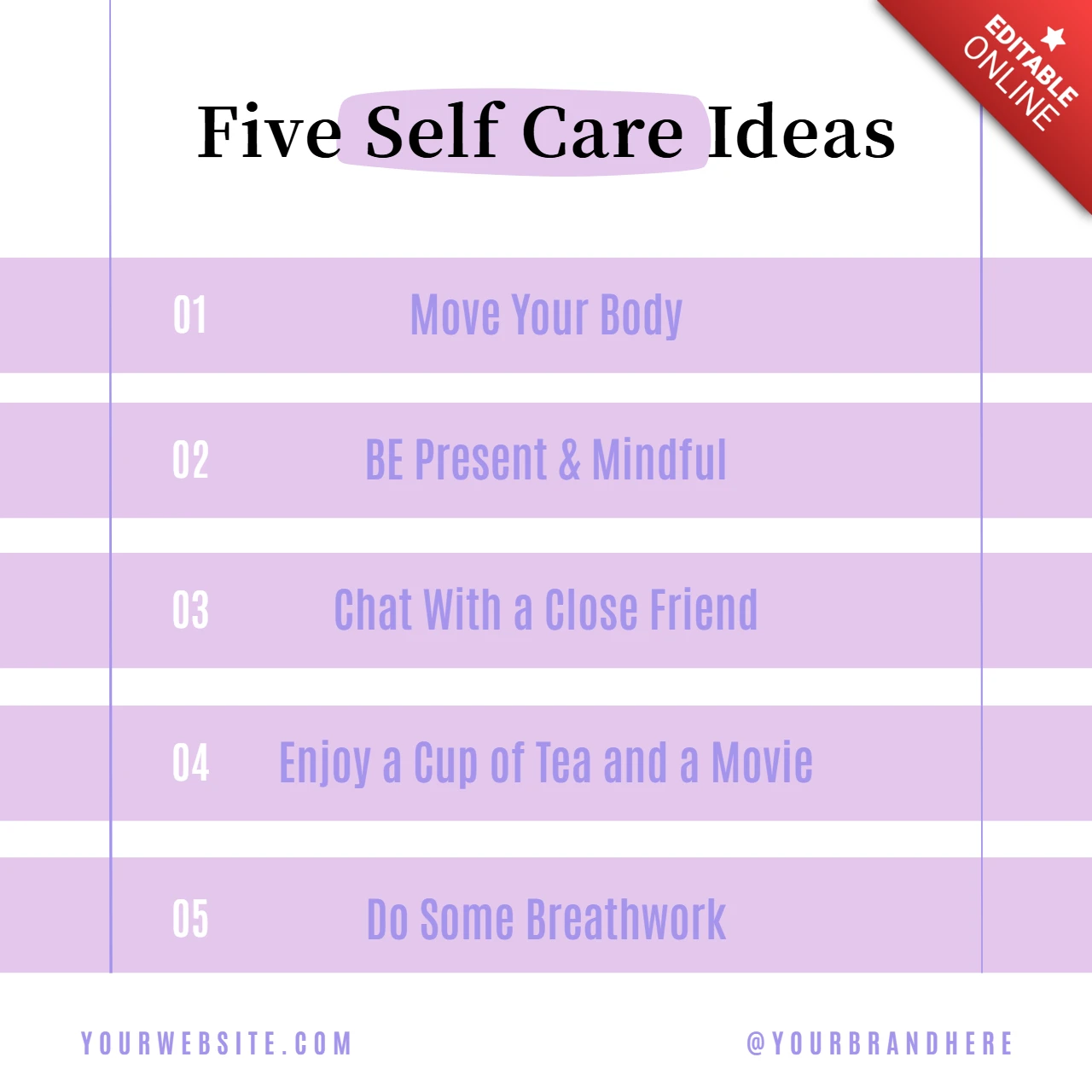 Self Care Ideas Instagram Post Design Template