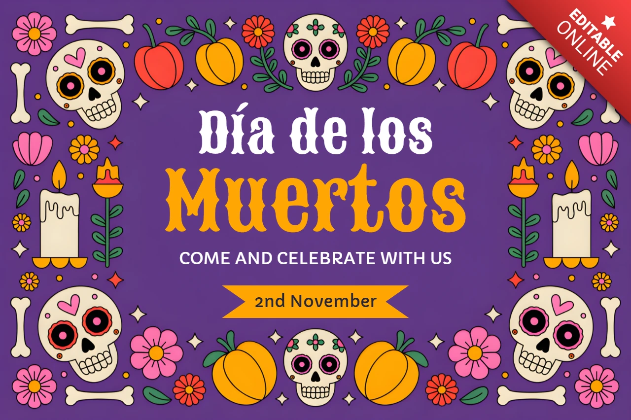 Vibrante Día de los Muertos viering sjabloon voor feestelijke flyers