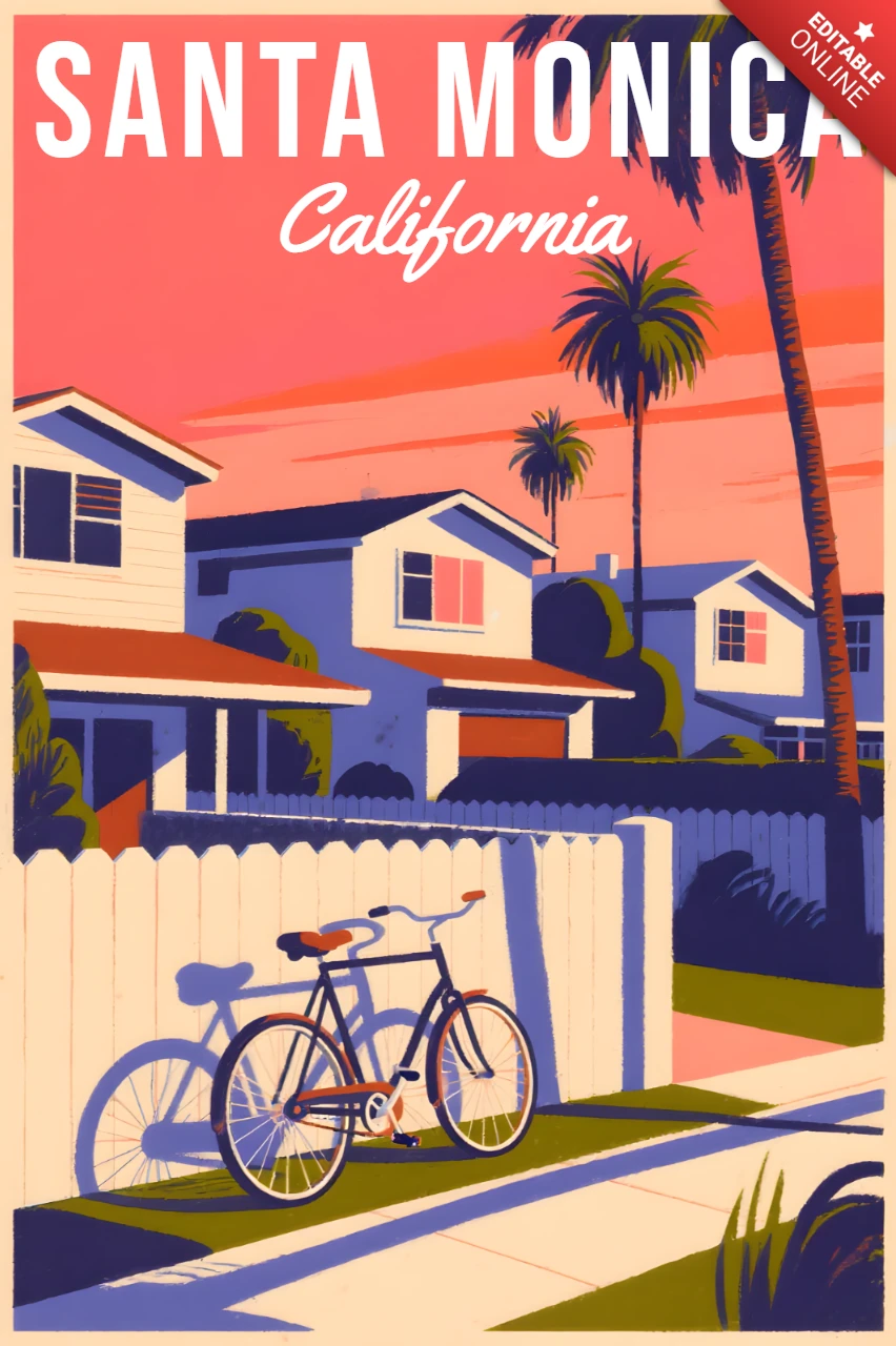 Design retrò di Santa Monica per poster e materiali di marketing