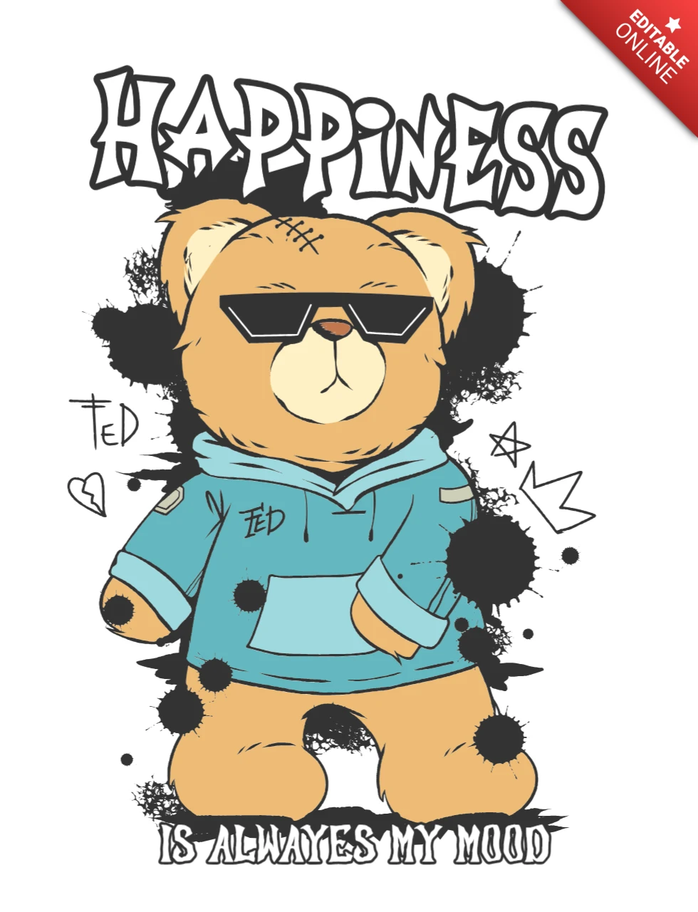 A felicidade é meu moletom de humor legal, arte de rua com design de camiseta do Ted.