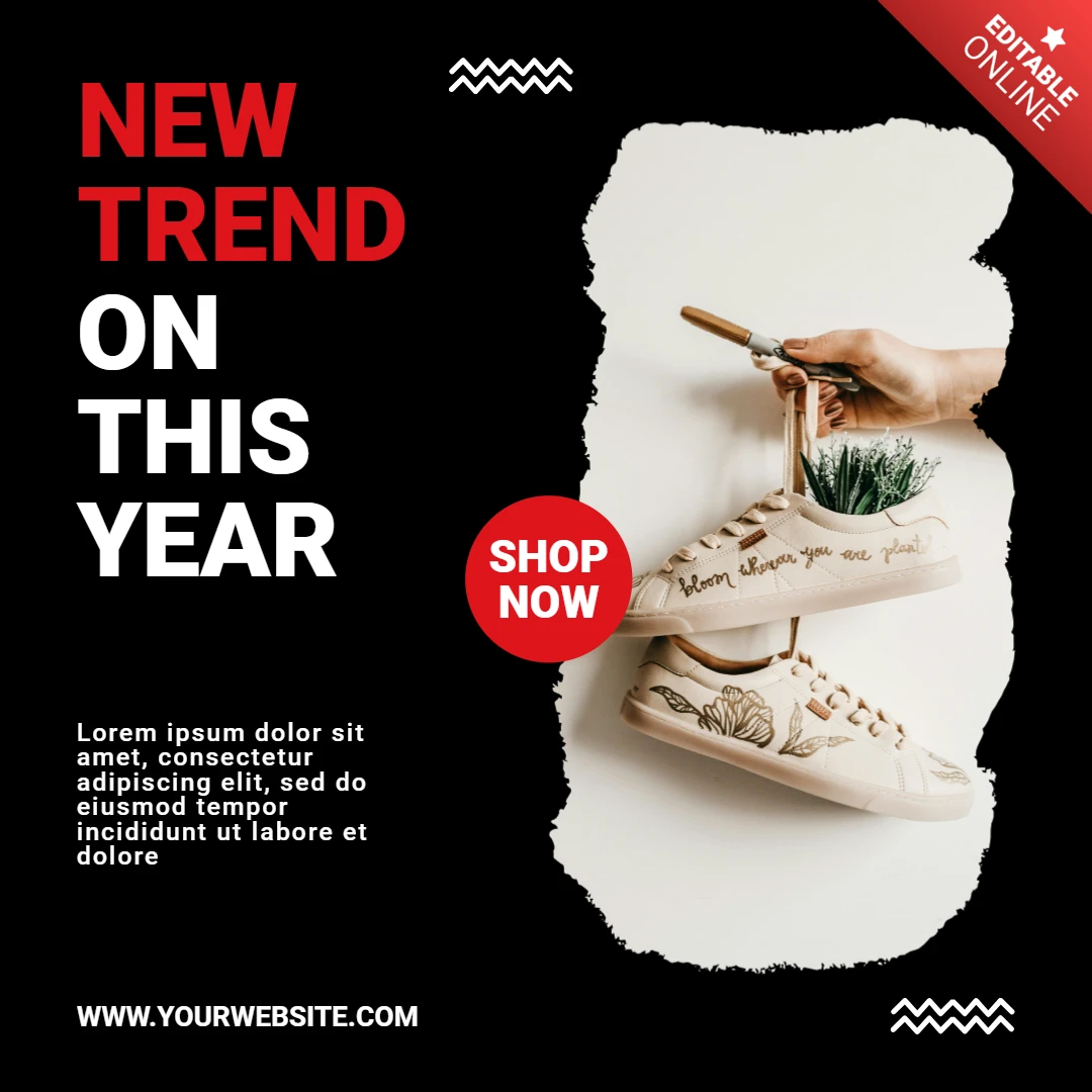 Trendy Black And Red Instagram Post Design Template