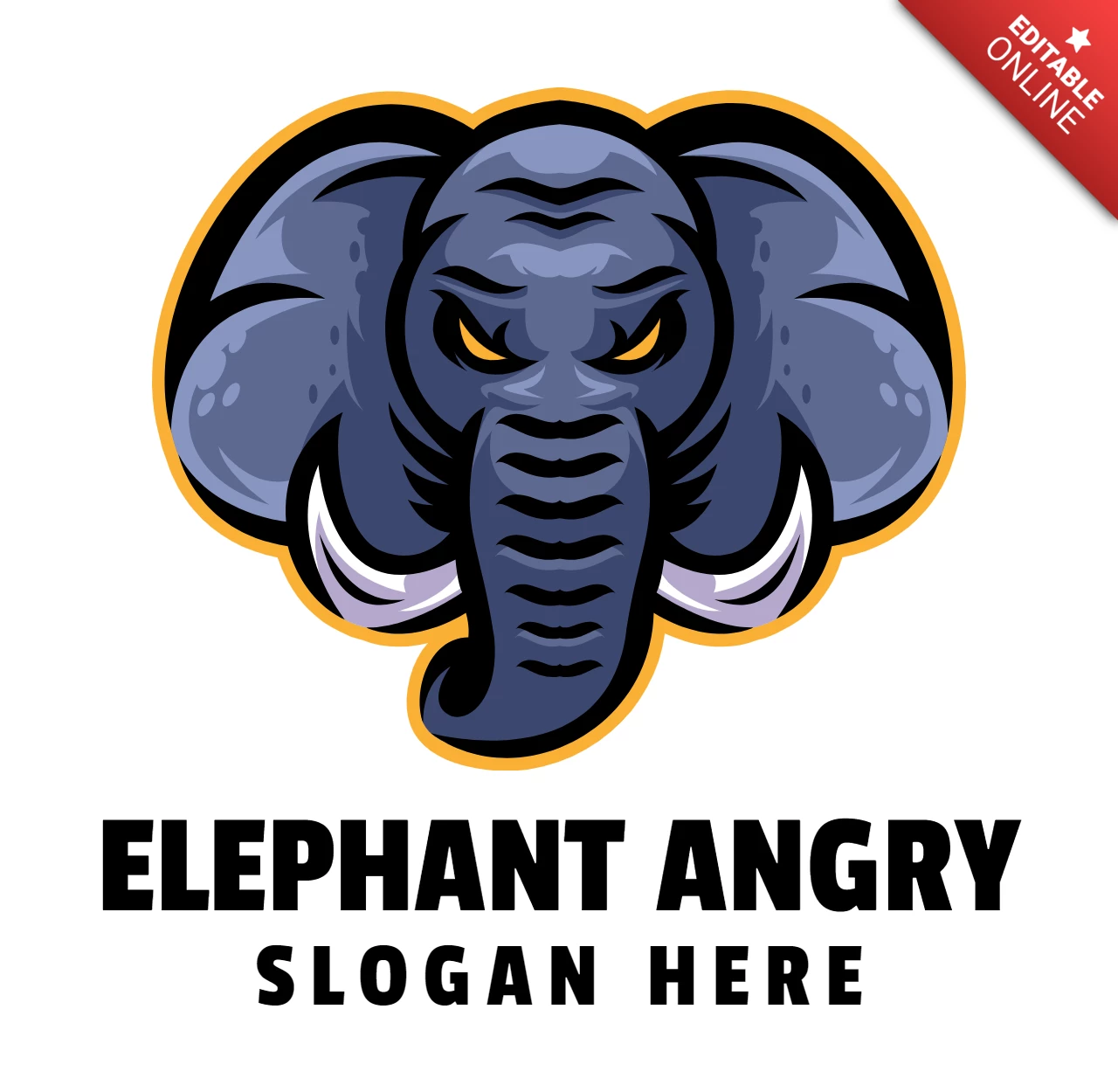 Angry Elephant Logo Design Template