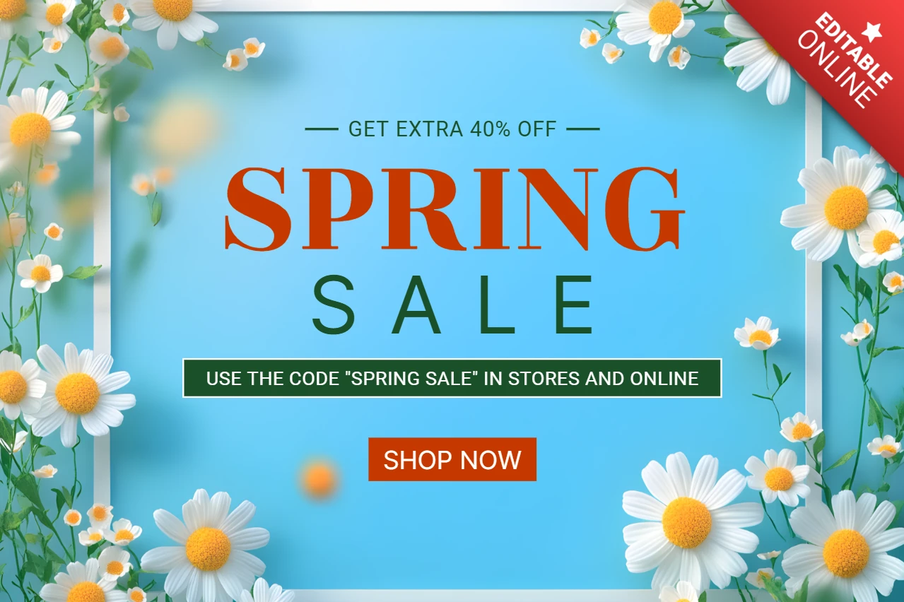 Plantilla promocional de rebajas de primavera con elementos de diseño floral