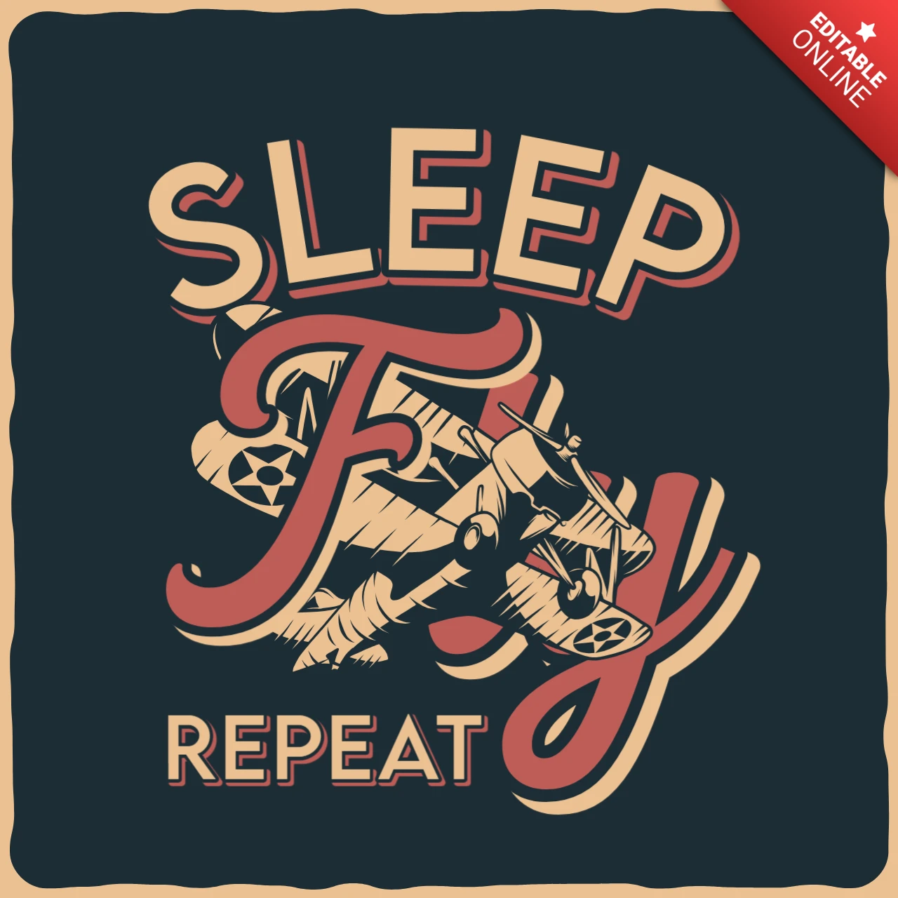 Sleep Fly Repeat Aviator T-shirt Design Template