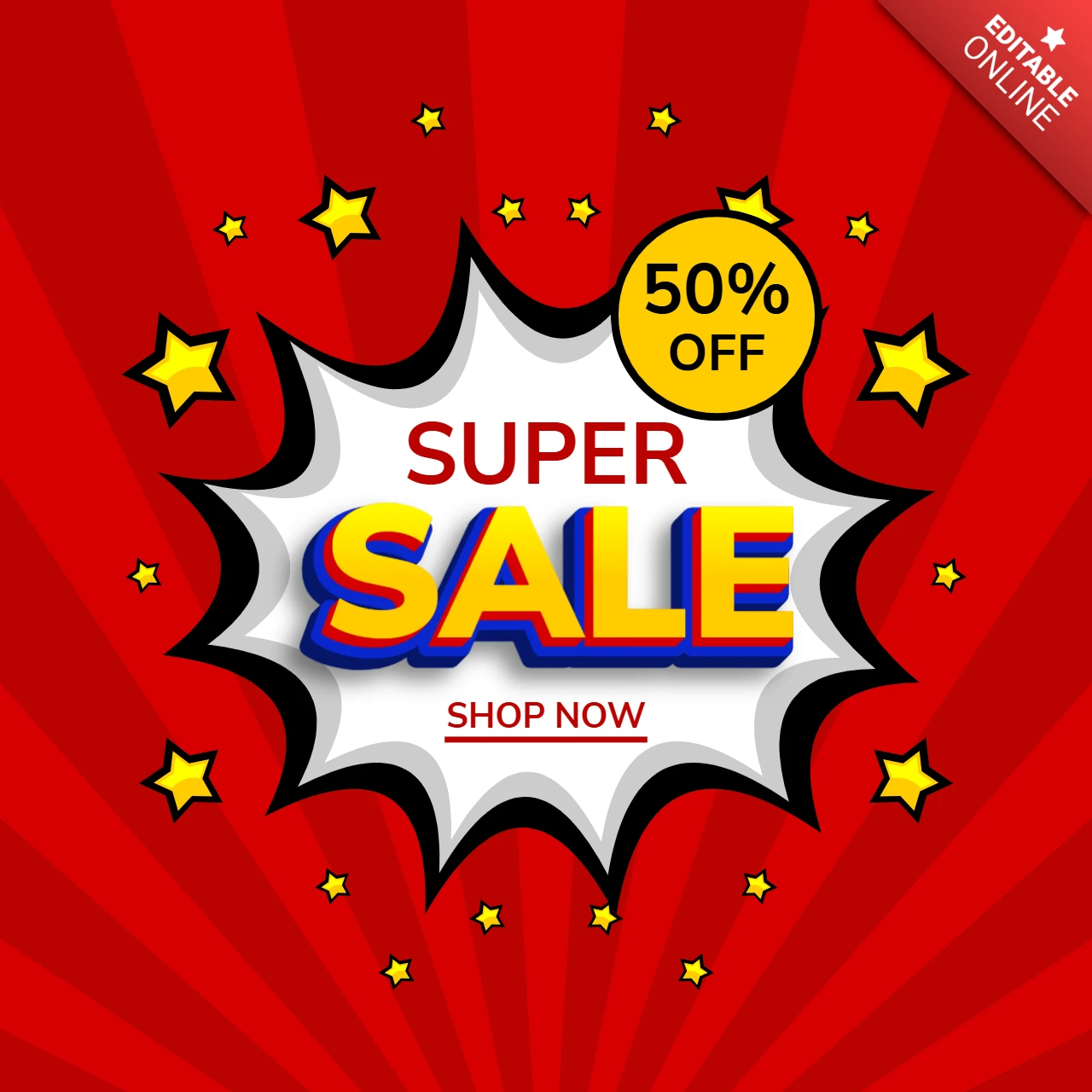 Super Sale Eye-Catching Design For Explosive Comic Commercial Template