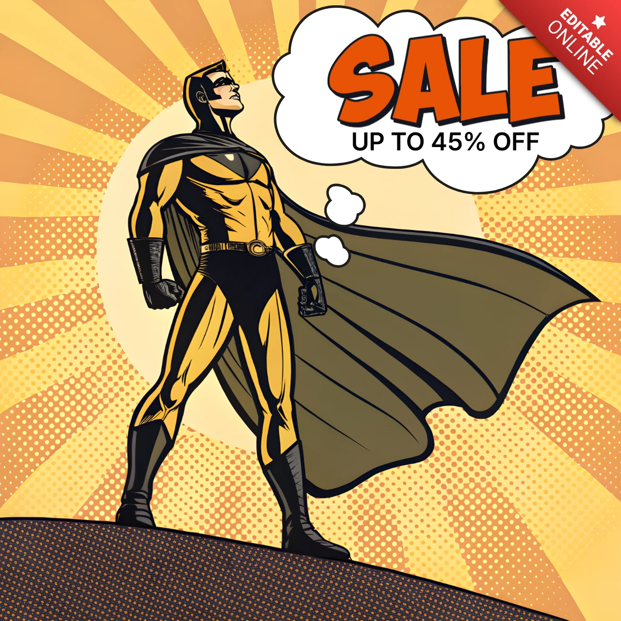 Heroischer Comic-Stil Verkaufs-Template für Werbeflyer