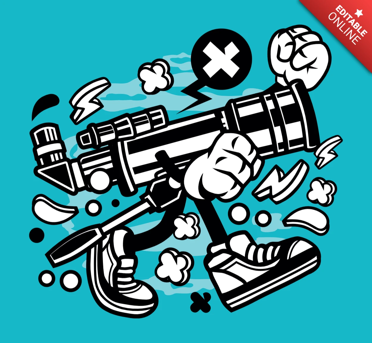 Monokular cartoon charakter t-shirt design vorlage