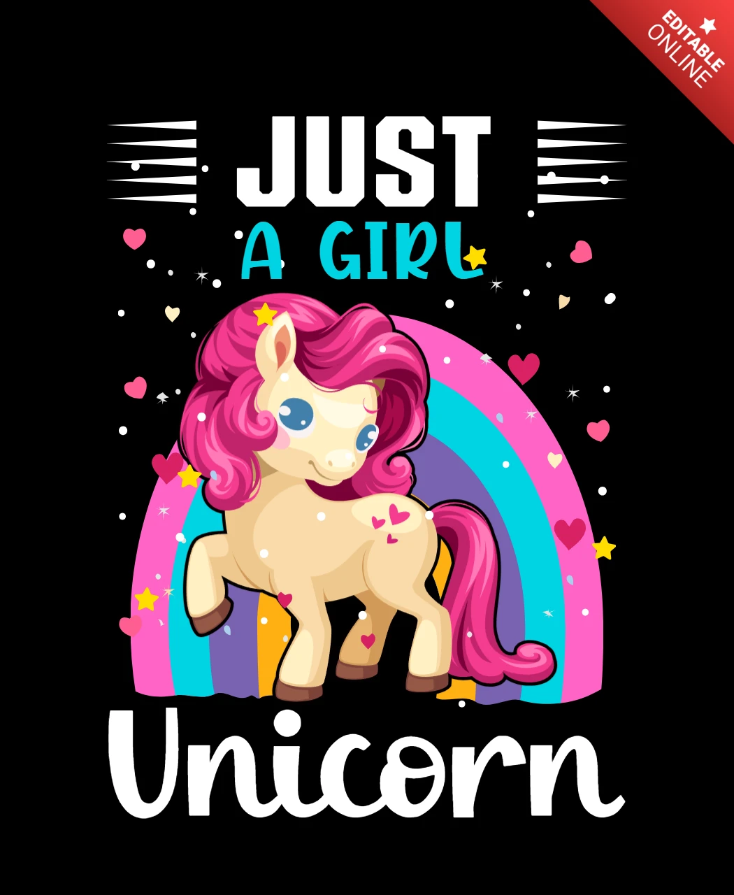 Nur ein mädchen einhorn t-shirt design vorlage