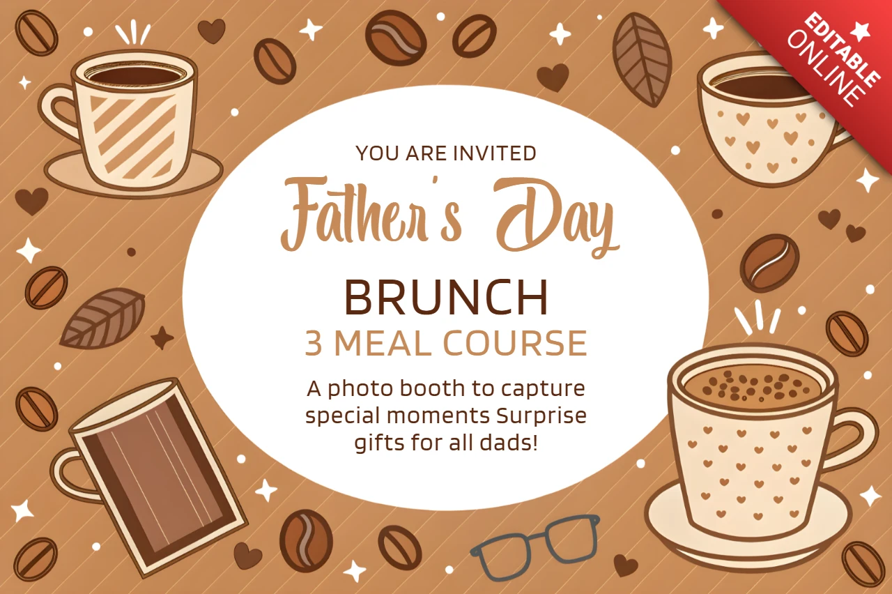 Modelo de convite para brunch do Dia dos Pais – design aconchegante para cafeteria